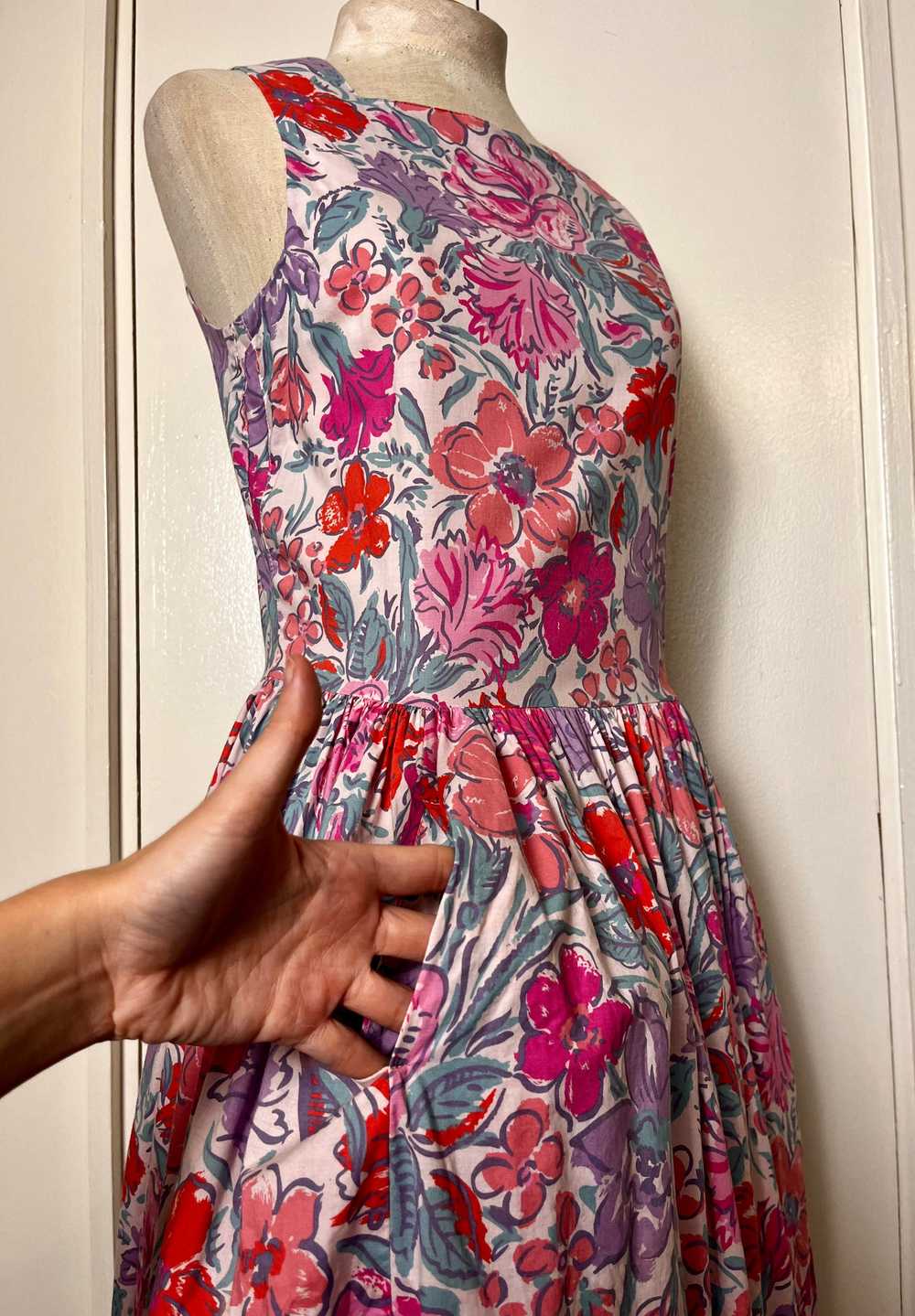 Vintage 1980's Pink Floral Day Dress (in the styl… - image 5