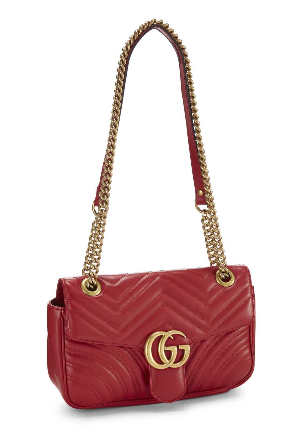 Red Leather GG Marmont Shoulder Small - image 3