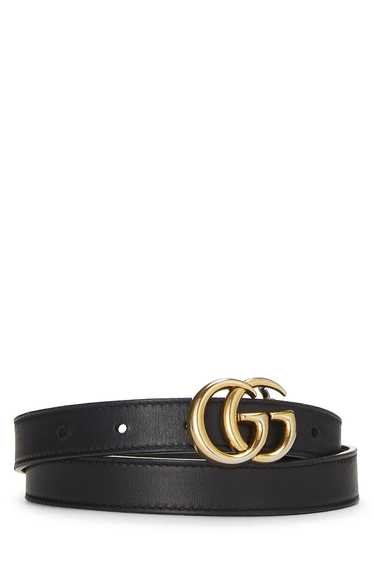 Black Leather GG Marmont Thin Belt