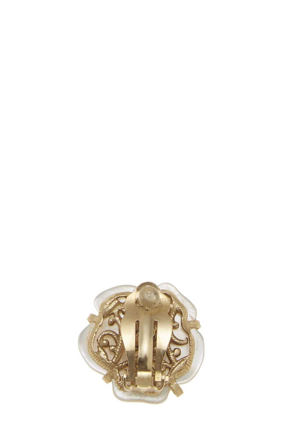 Gold Pearl Camellia Earrings - image 2