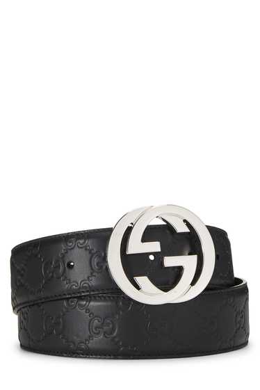 Black Guccissima Leather Interlocking Belt