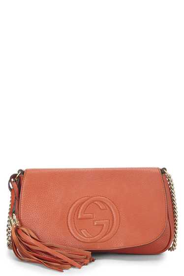 Orange Grained Leather Soho Chain Flap Crossbody