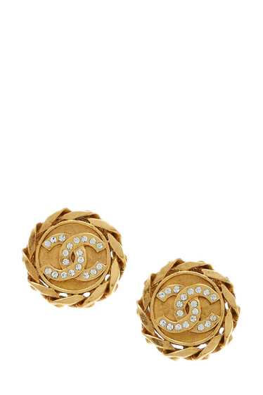 Gold & Crystal 'CC' Chain Border Earrings - image 1