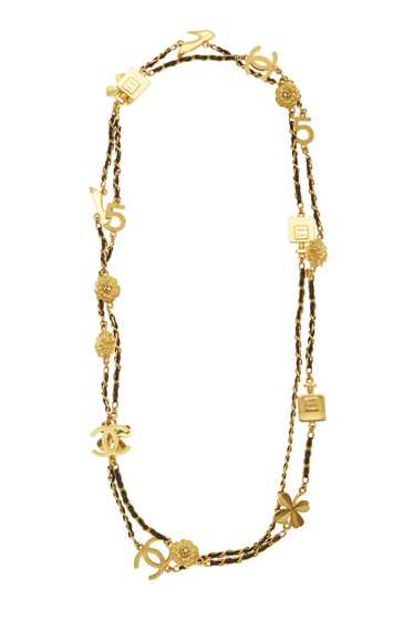 Gold & Black Enamel Icon Charms Necklace Large - image 1