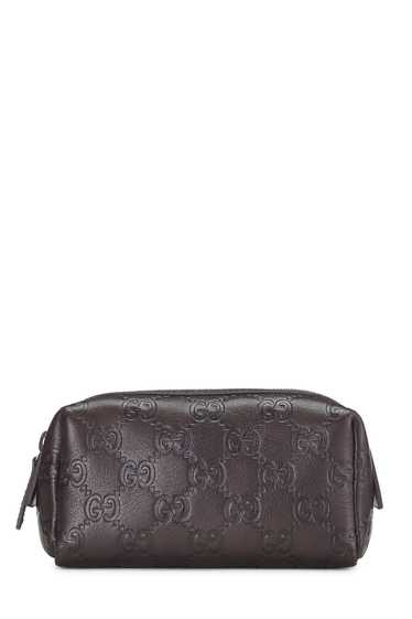 Brown Guccissima Leather Cosmetic Pouch
