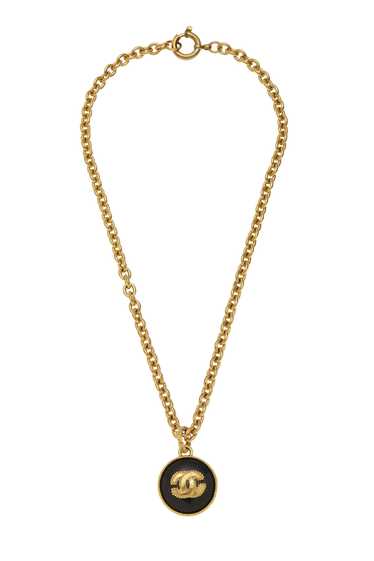 Gold & Black Enamel 'CC' Necklace