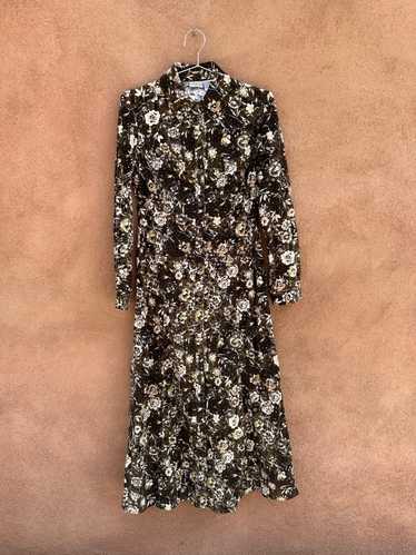 Jeanology Floral Corduroy Long Sleeve Dress