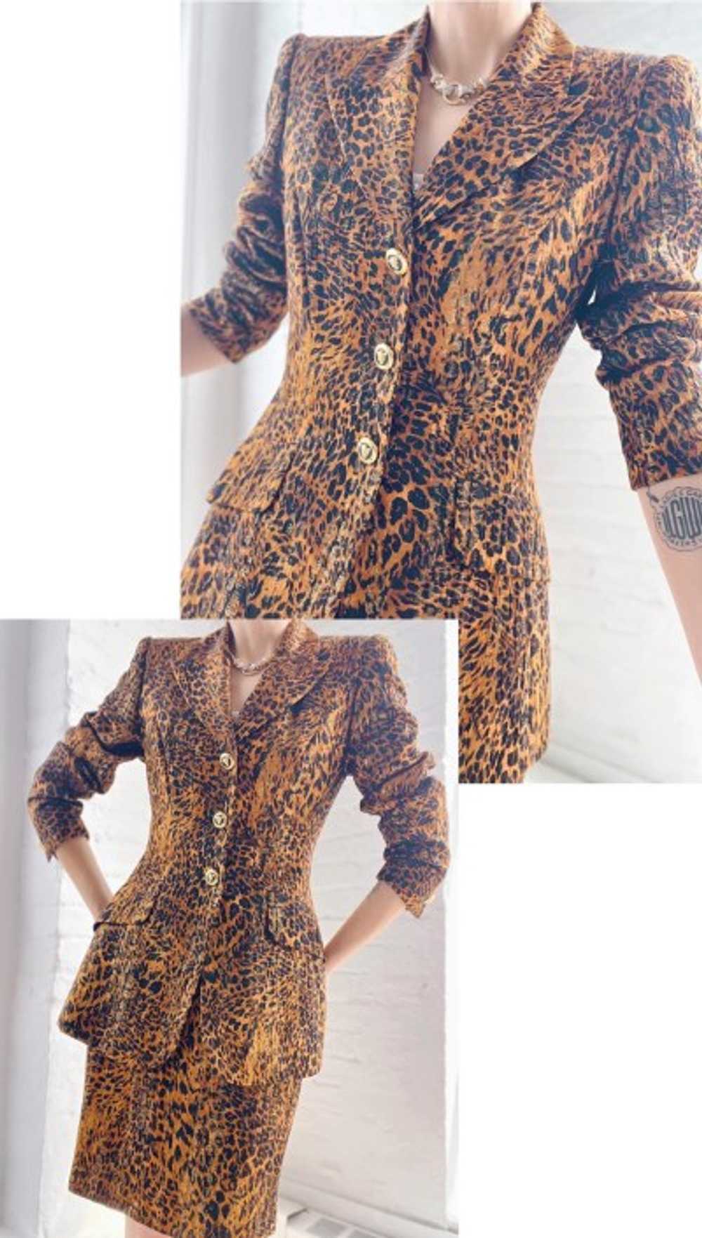 silk Escada Leopard blazer skirt set - image 2