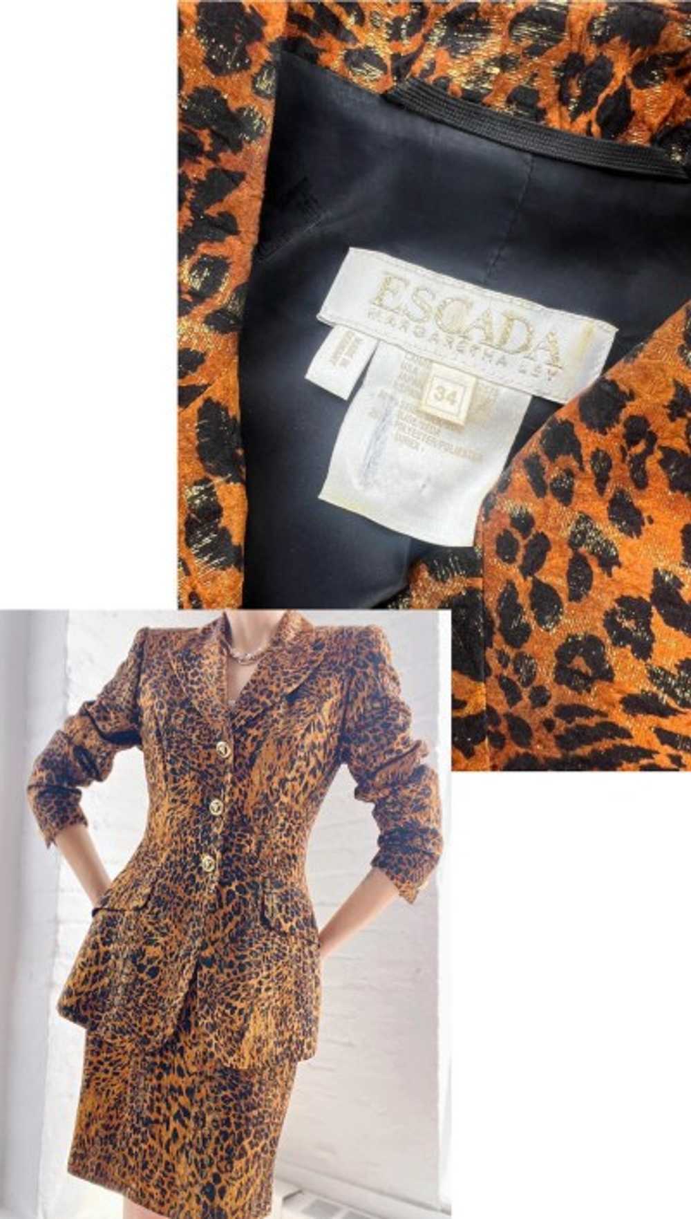 silk Escada Leopard blazer skirt set - image 4