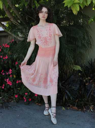 20s/30s Pink Hungarian Peasant Dress