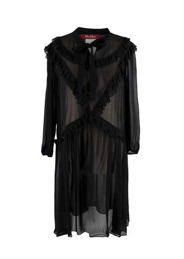 Managed by hewi MaxMara Black Sheer Ruffled Silk … - image 1