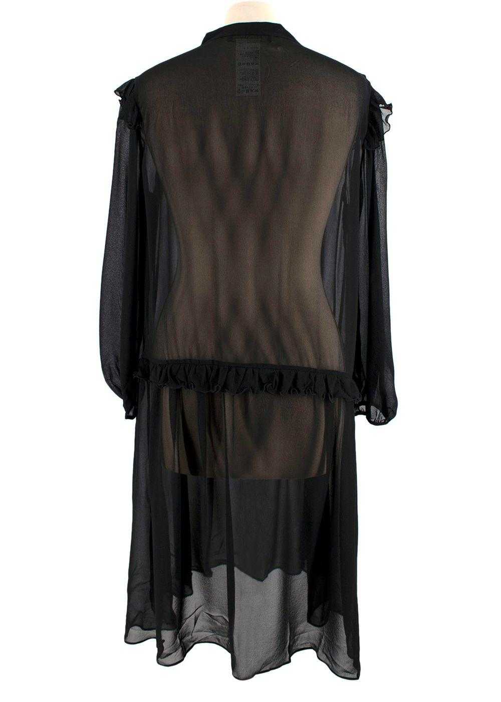 Managed by hewi MaxMara Black Sheer Ruffled Silk … - image 2