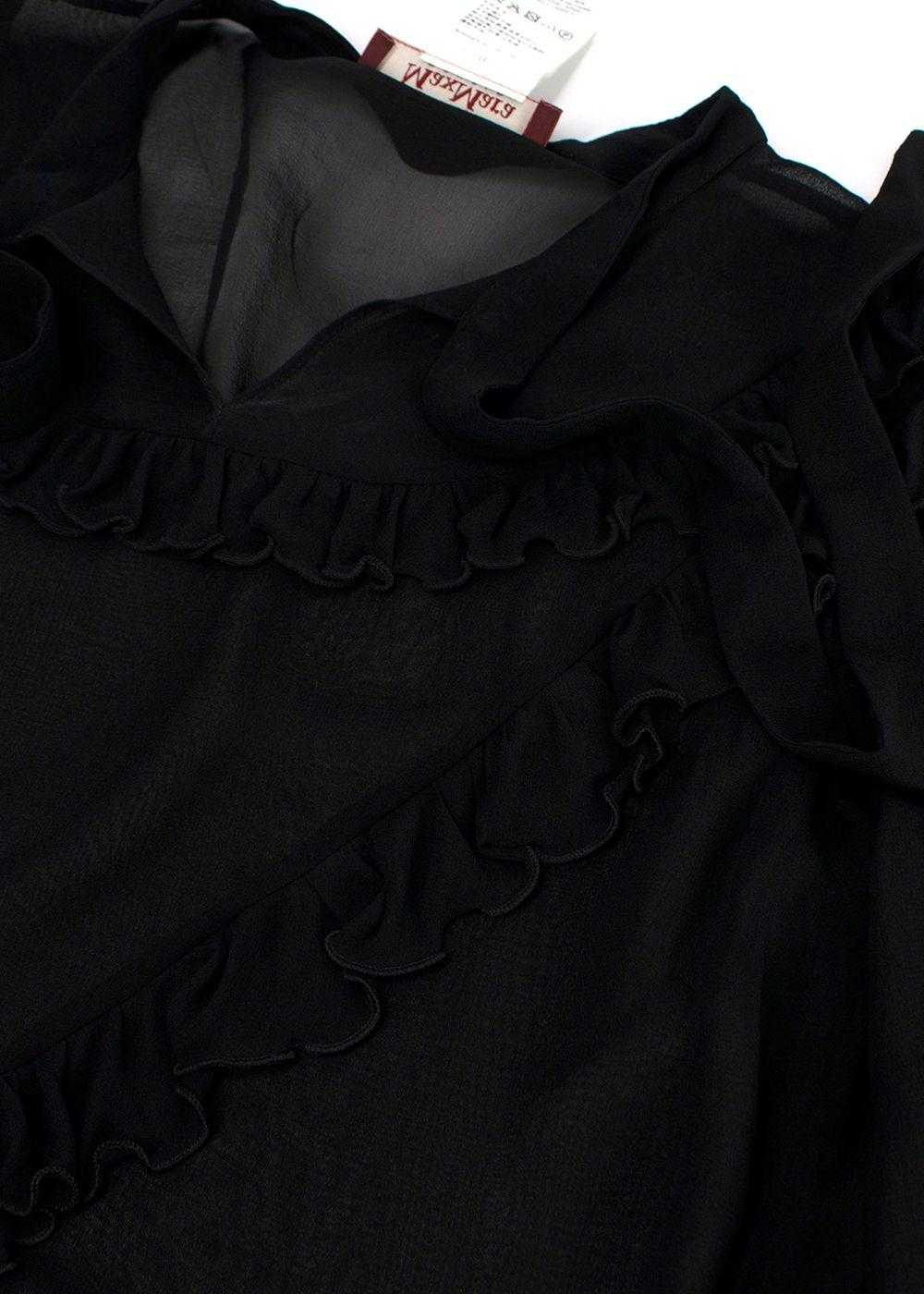 Managed by hewi MaxMara Black Sheer Ruffled Silk … - image 4