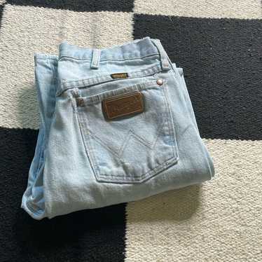 Vtg Wrangler White Wash Thrashed Faded Jeans 32 x… - image 1