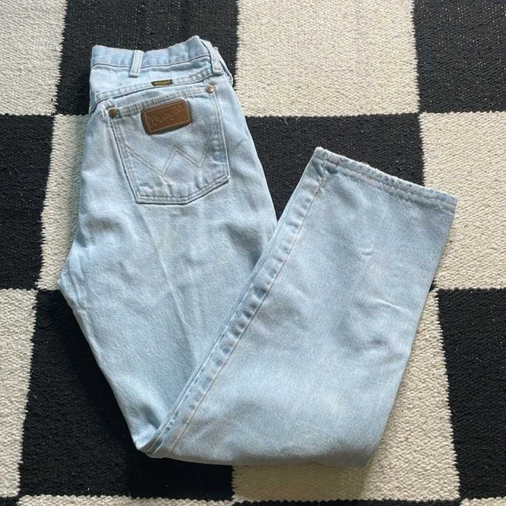 Vtg Wrangler White Wash Thrashed Faded Jeans 32 x… - image 2