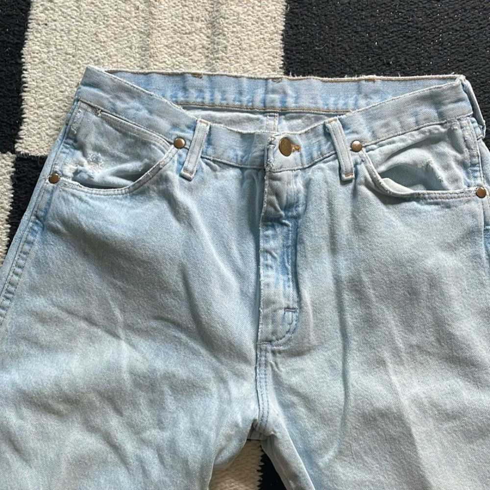 Vtg Wrangler White Wash Thrashed Faded Jeans 32 x… - image 3