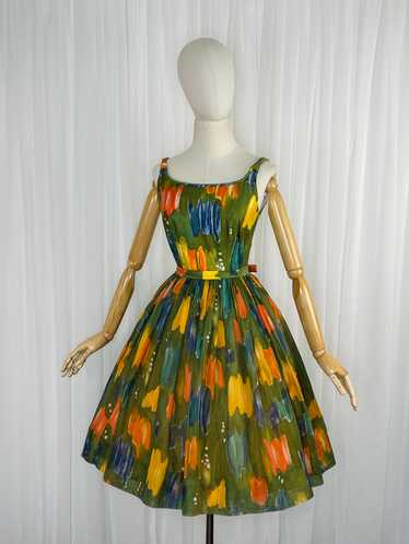 1960s paint print dress by Stanton Jrs.