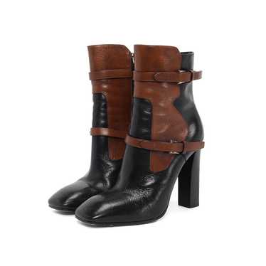 Prada Black & Tan Leather Strap Detail Boots 38.5 - image 1
