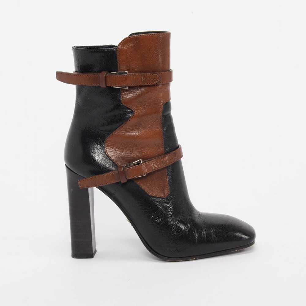 Prada Black & Tan Leather Strap Detail Boots 38.5 - image 3