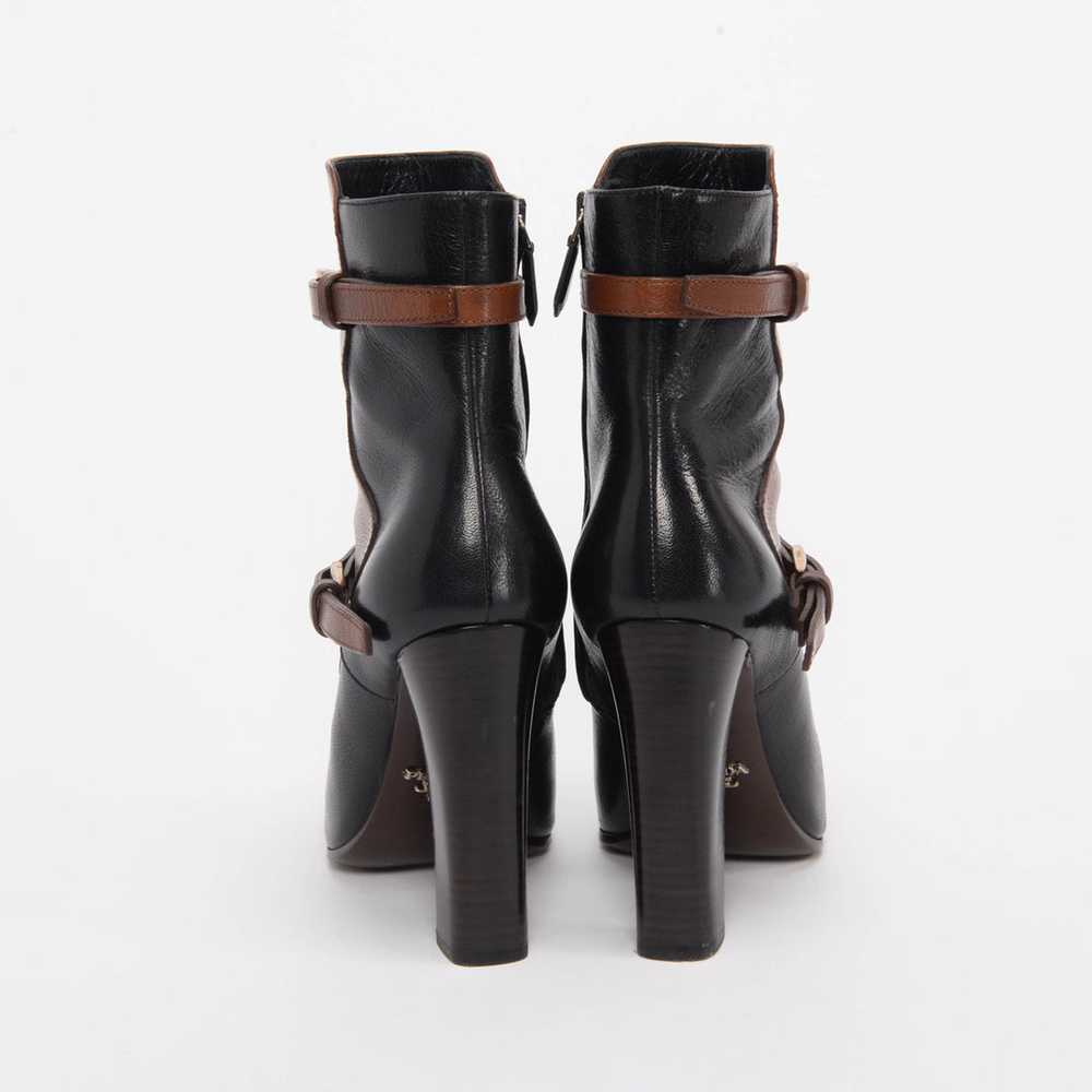 Prada Black & Tan Leather Strap Detail Boots 38.5 - image 4
