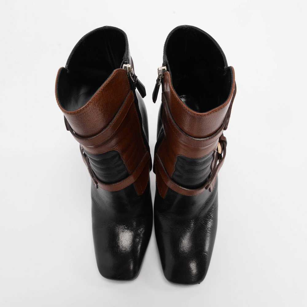 Prada Black & Tan Leather Strap Detail Boots 38.5 - image 5