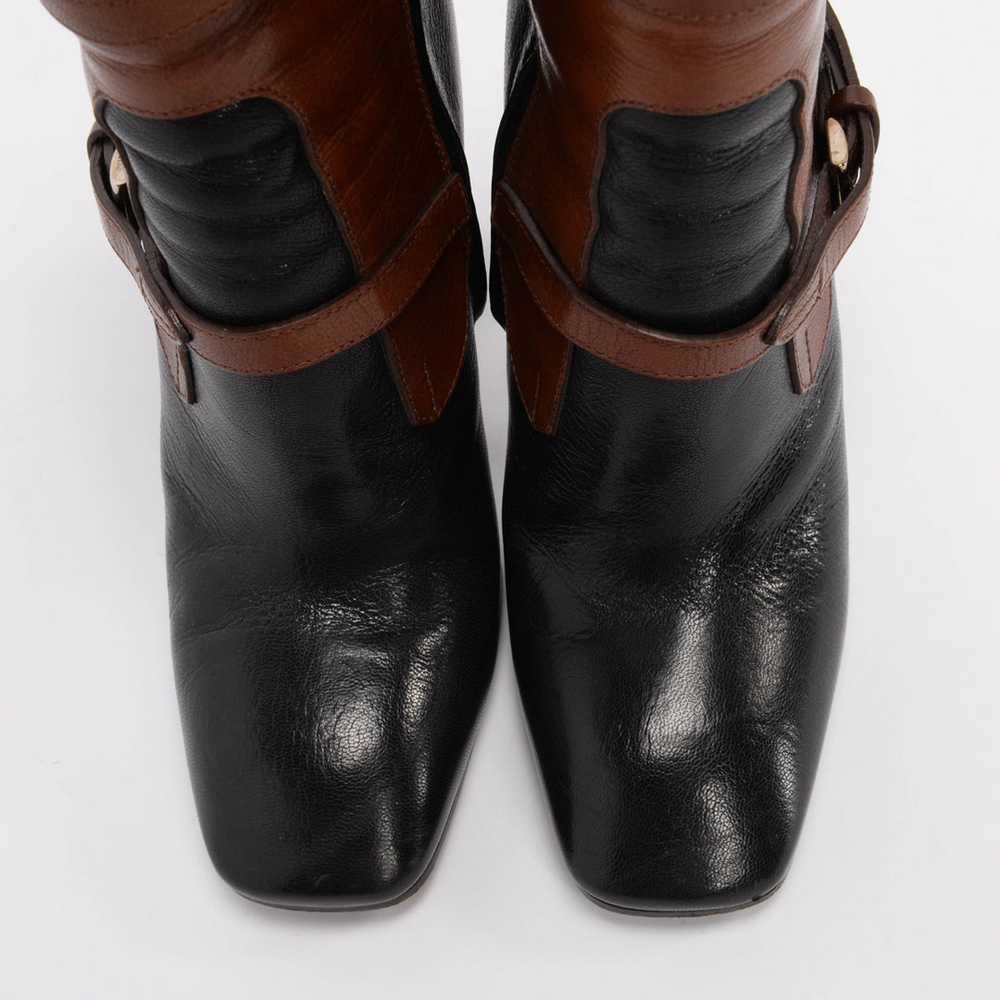 Prada Black & Tan Leather Strap Detail Boots 38.5 - image 6