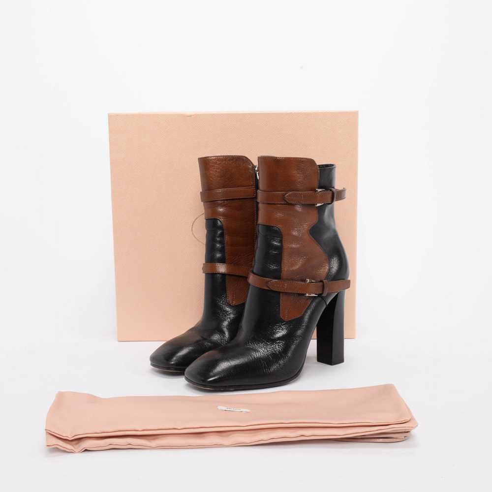 Prada Black & Tan Leather Strap Detail Boots 38.5 - image 8