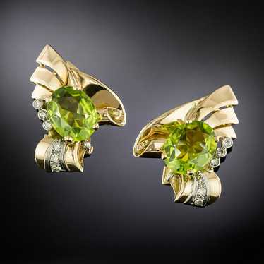 Retro Peridot and Diamond Earrings