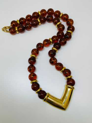 Napier Gold and Brown Beaded Necklace