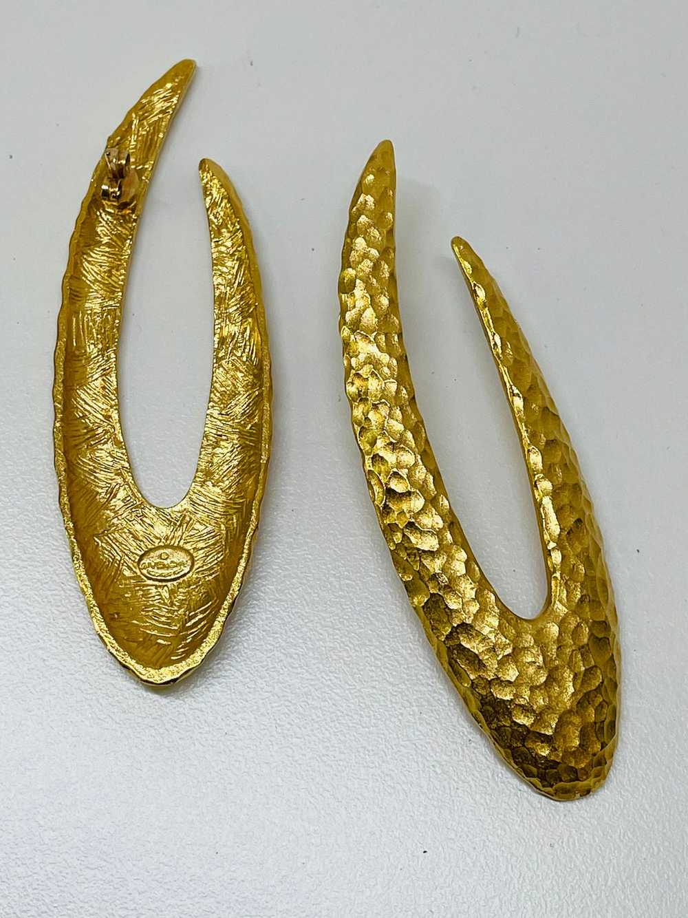 Designer Givenchy Hammered Gold Earrings - image 3