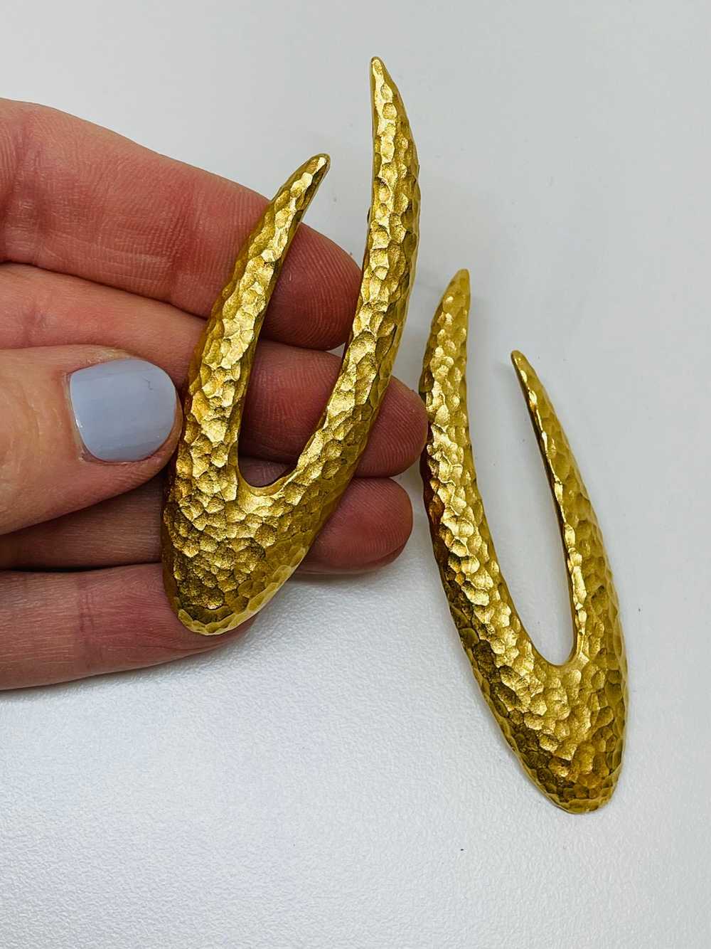 Designer Givenchy Hammered Gold Earrings - image 5