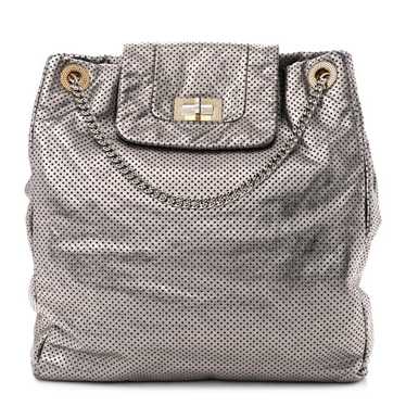 CHANEL Metallic Crackled Calfskin Perforated Dril… - image 1