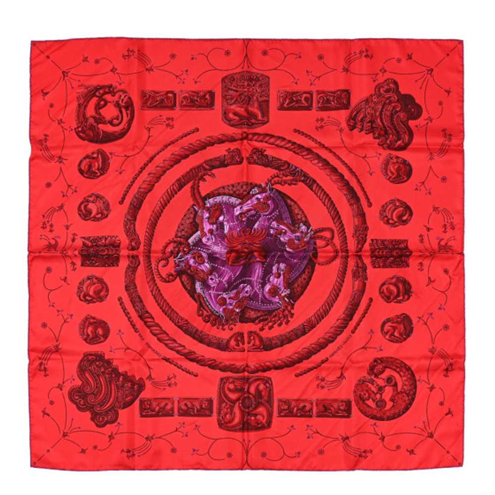 HERMES Silk Ors Nomades Scarf 90 Rouge Vif Grenat… - image 1