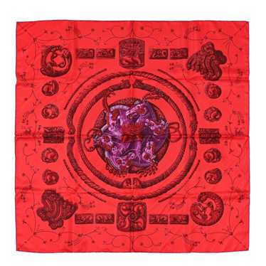 HERMES Silk Ors Nomades Scarf 90 Rouge Vif Grenat… - image 1