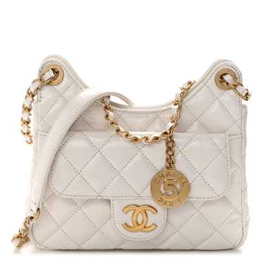 CHANEL Shiny Crumpled Calfskin Quilted Small Wavy 