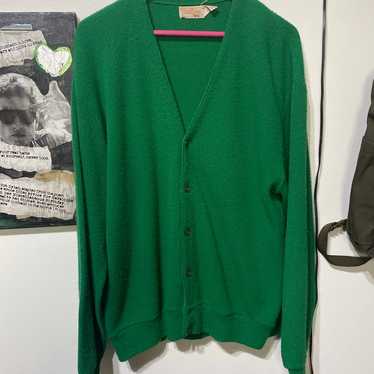 Vintage 1980s Green Wool Cardigan