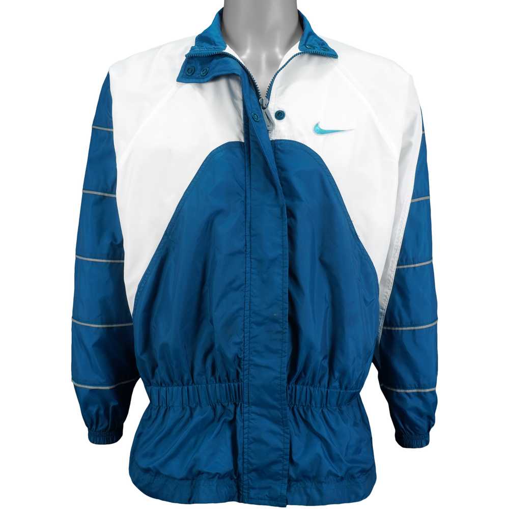 Nike - Blue & White Spell-Out Windbreaker 1990s M… - image 3