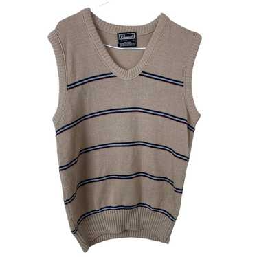 Vintage 90s Chartwell Striped Knit Sweater Vest L… - image 1
