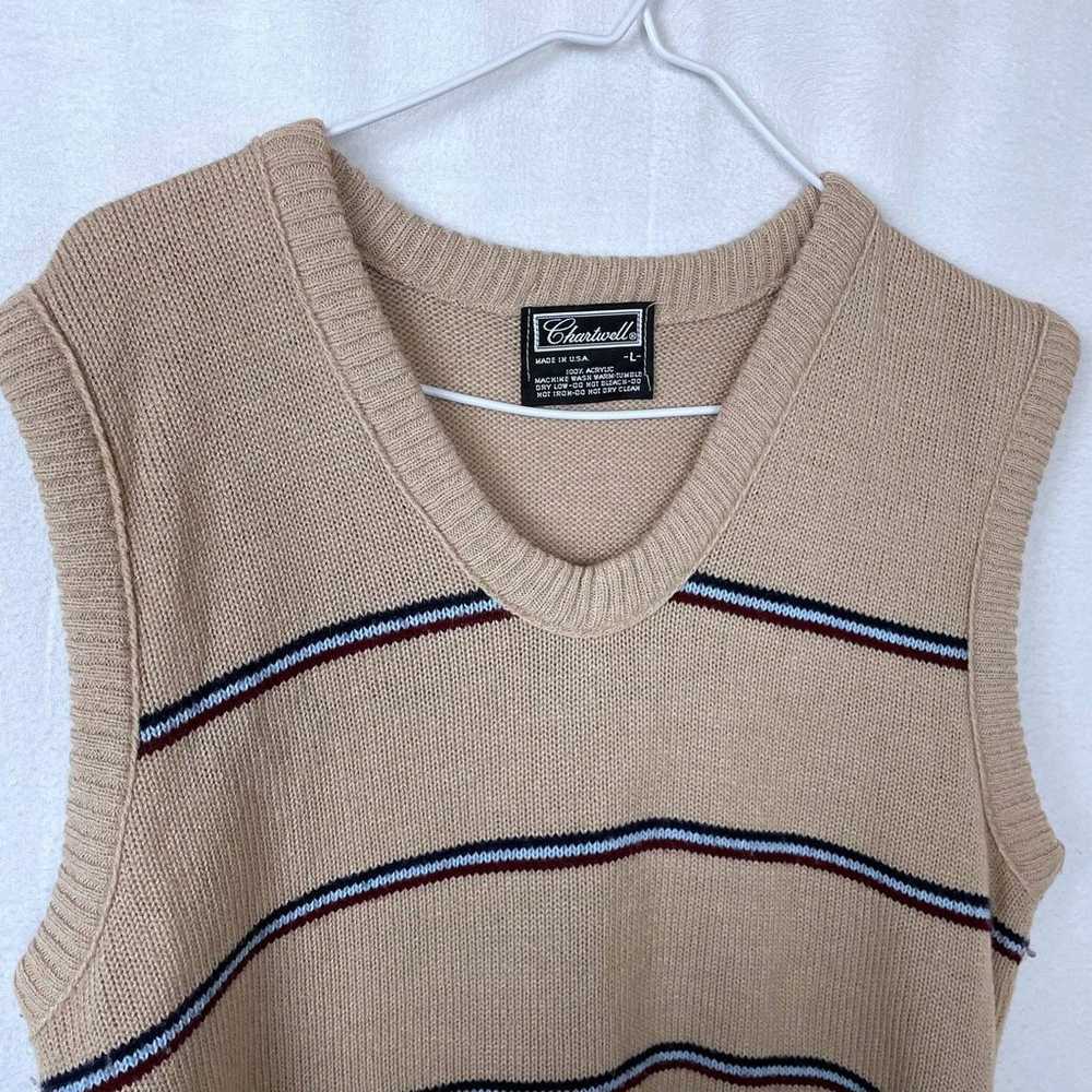 Vintage 90s Chartwell Striped Knit Sweater Vest L… - image 2
