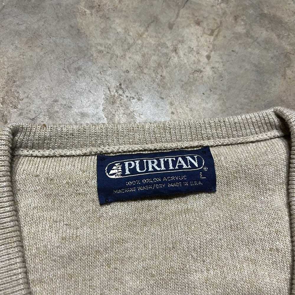 Vintage 80s Puritan Beige V-Neck Acrylic Sweater - image 3