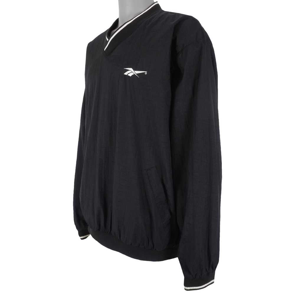 Reebok - Black Embroidered V-Neck Pullover Windbr… - image 3