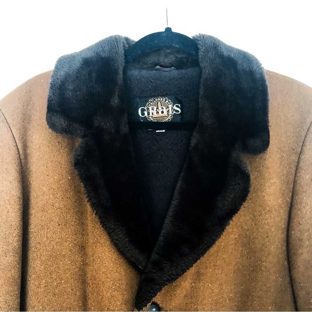 Grais Vintage 1970s Trench Coat with Faux Fur Col… - image 2