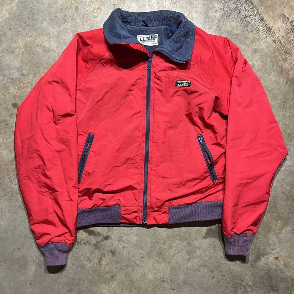 Vintage 90s L.L. Bean Red/Navy Fleece Lined Warm … - image 1