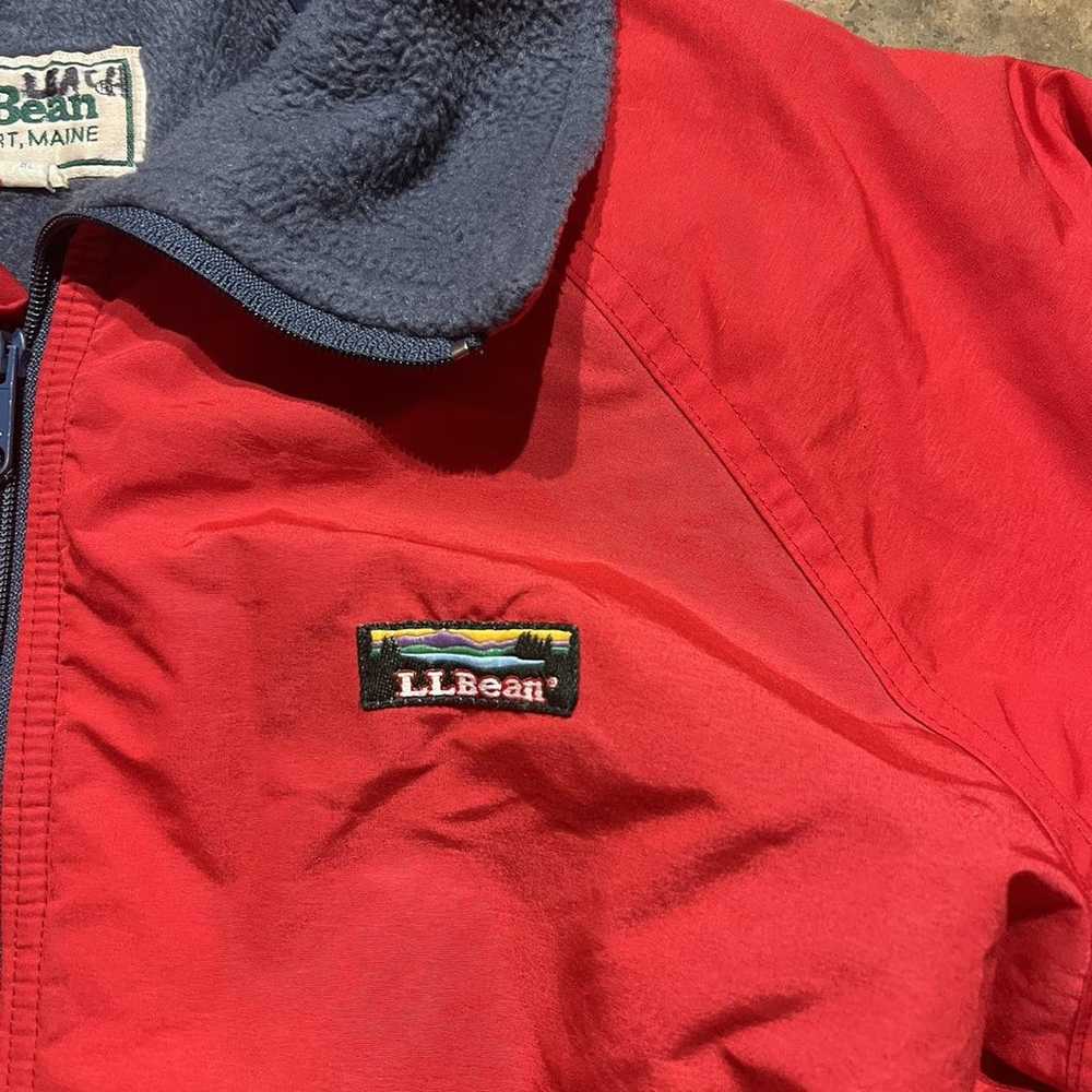 Vintage 90s L.L. Bean Red/Navy Fleece Lined Warm … - image 2