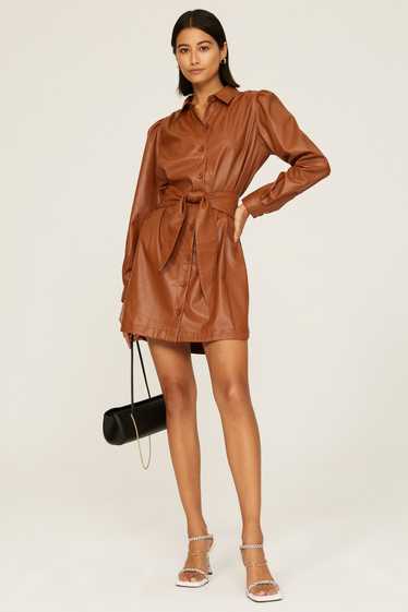 Peter Som Collective Brown Faux Leather Shirtdress