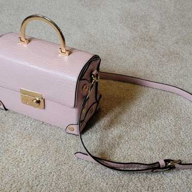Pink Croc Embossed Leather Gold top handle w/remov