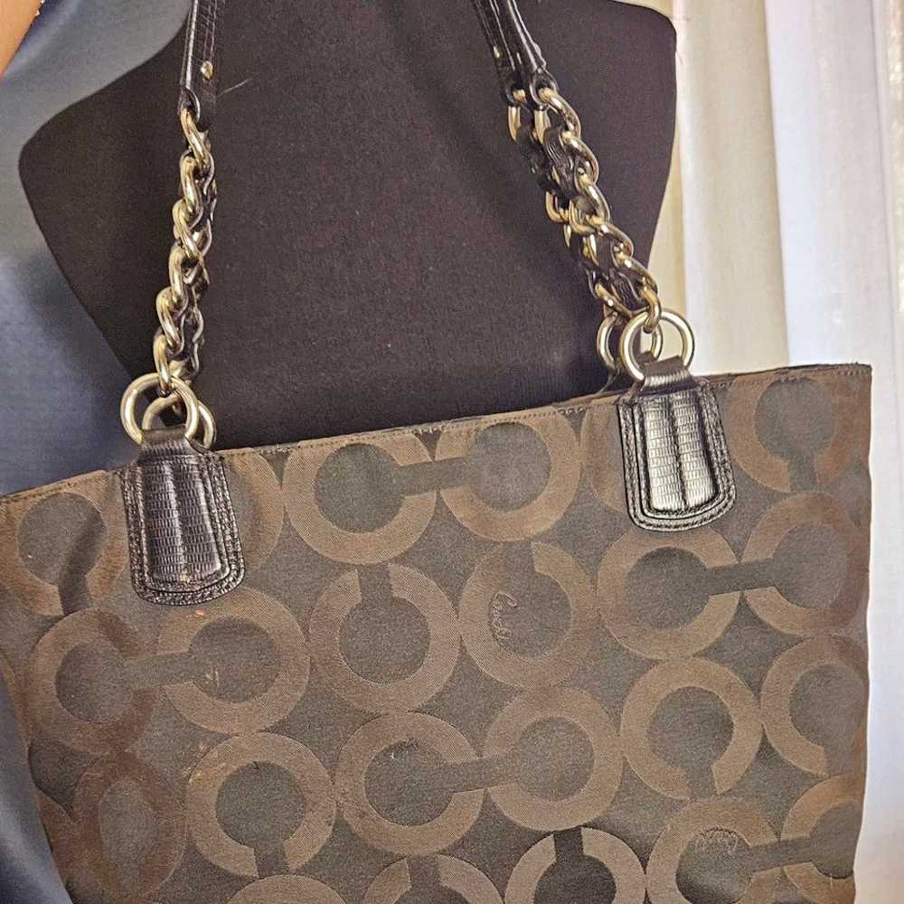 Coach Brown Optic Signature Handbag Needs Cleanin… - image 6