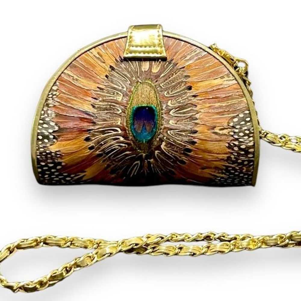 Vintage Comeco Shoulder Bag Gold Metallic Hard Sh… - image 5