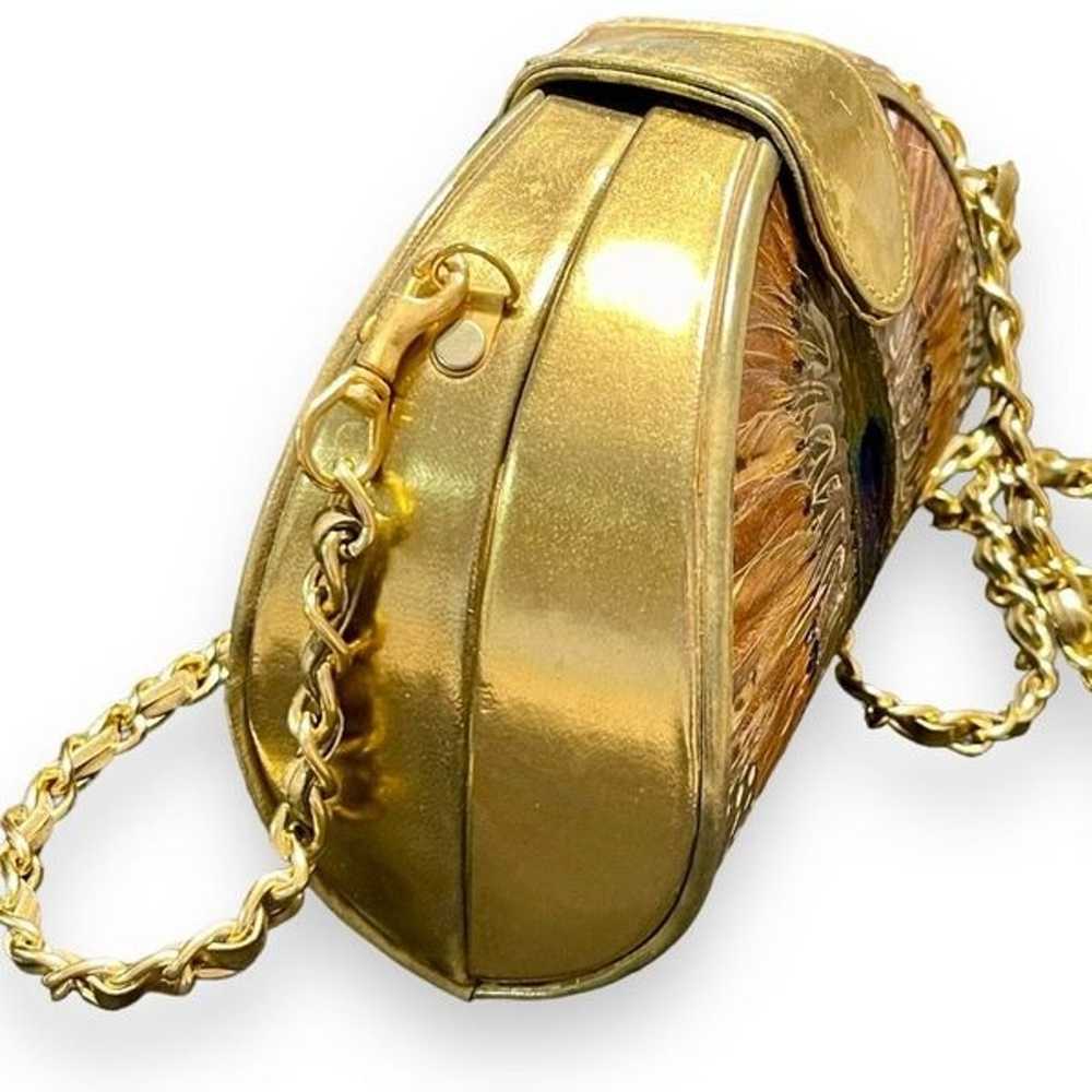 Vintage Comeco Shoulder Bag Gold Metallic Hard Sh… - image 6