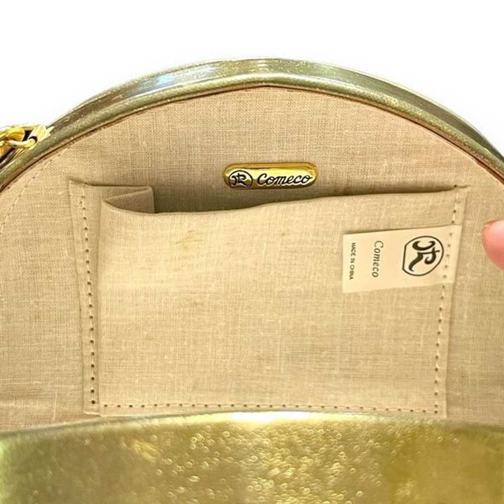 Vintage Comeco Shoulder Bag Gold Metallic Hard Sh… - image 8